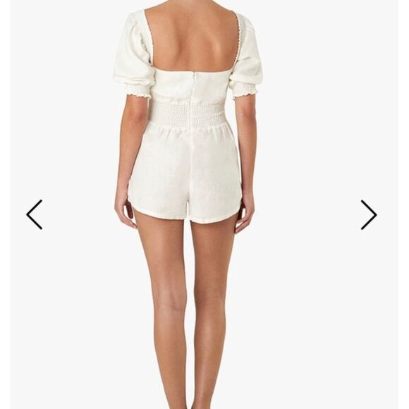 Weworewhat Smocked Romper, Linen white Size S - Picture 3 of 15